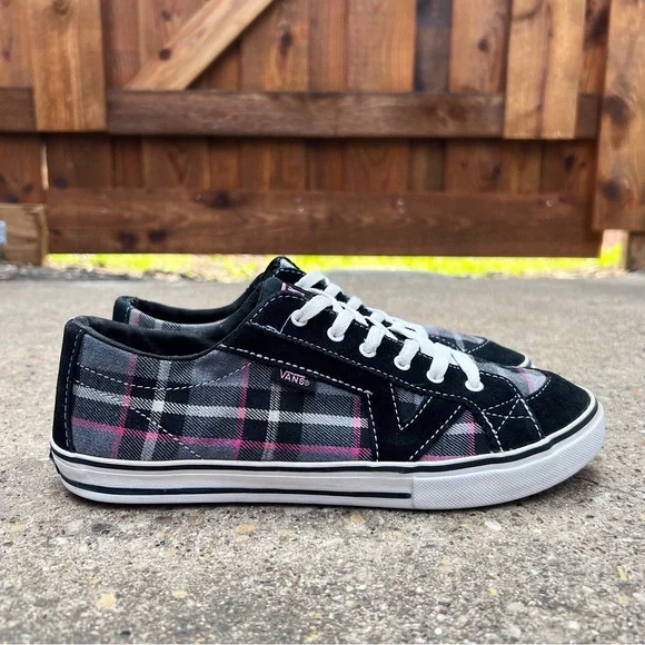 (Sold) Vans Plaid Skate Shoe Sneaker Pink Black Plaid Emo Draculara Tory Herring - Picture 4 of 12